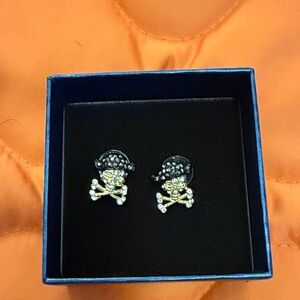 Skull and Crossbones Earrings in Gold and Black